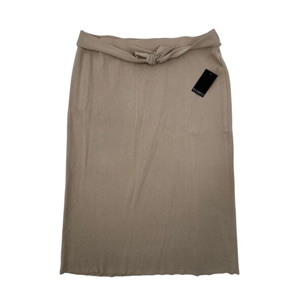 Eloquii Tie Waist Midi Skirt Plus Size 18/20 Oxford Tan Knit Bodycon High Waist - Picture 3 of 12